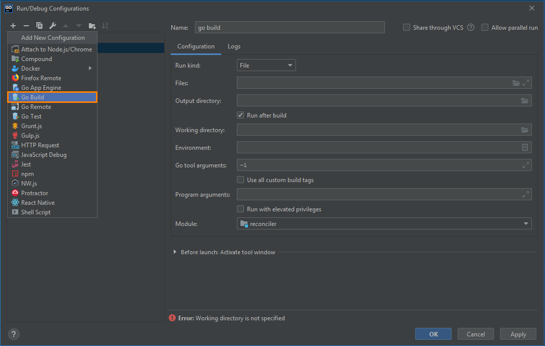 Add configuration Add configuration