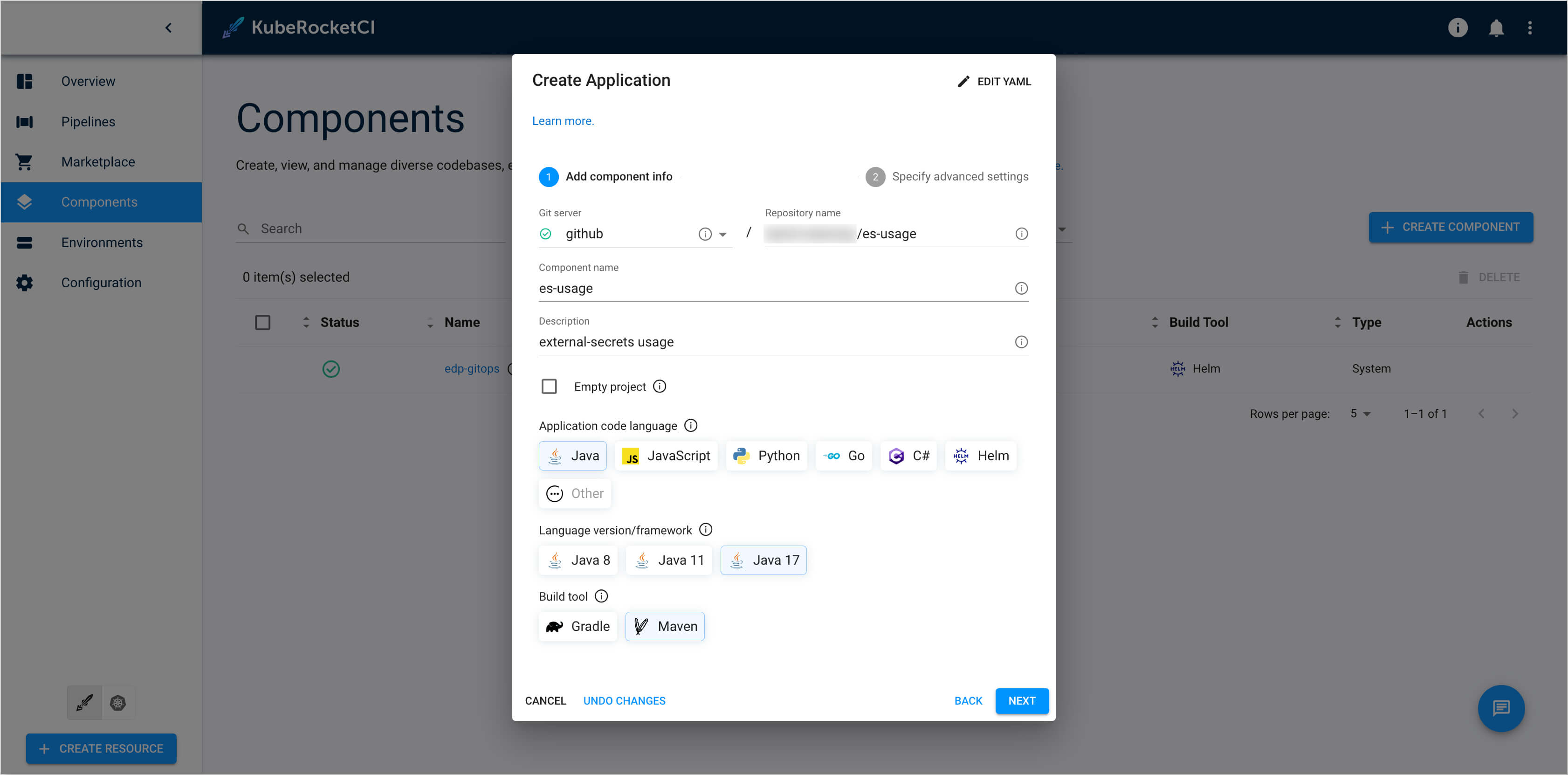 Step application info Application Info