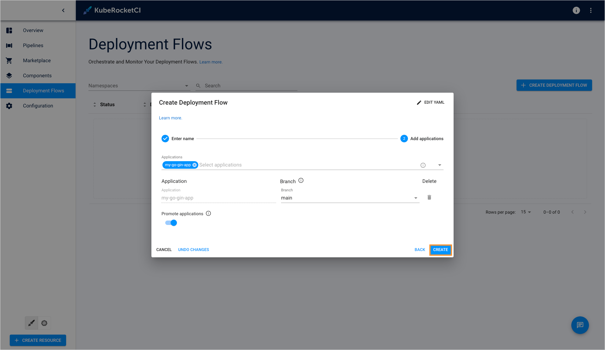 Applications tab Applications tab