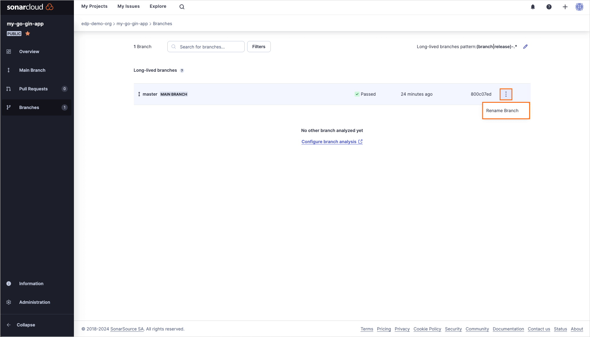Change default branch Change default branch