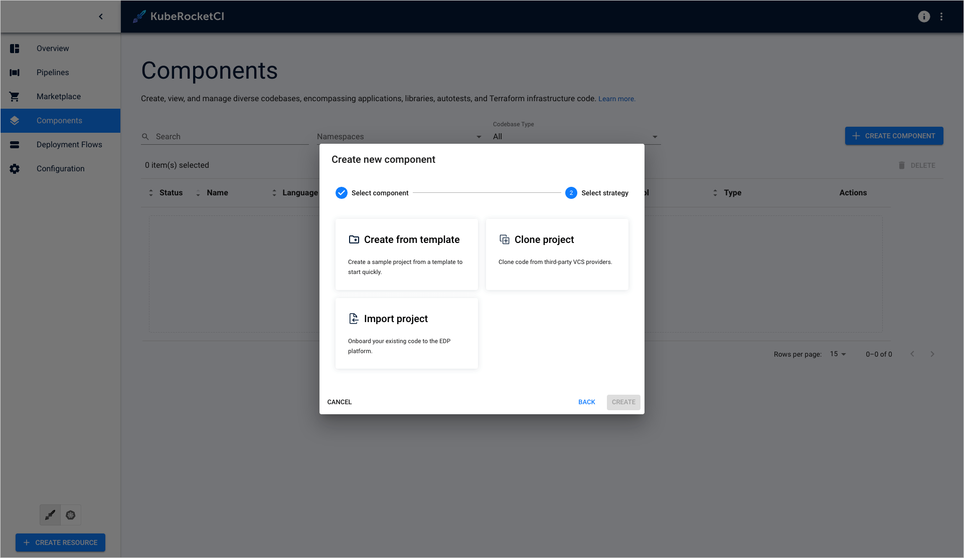 Select strategy Select strategy