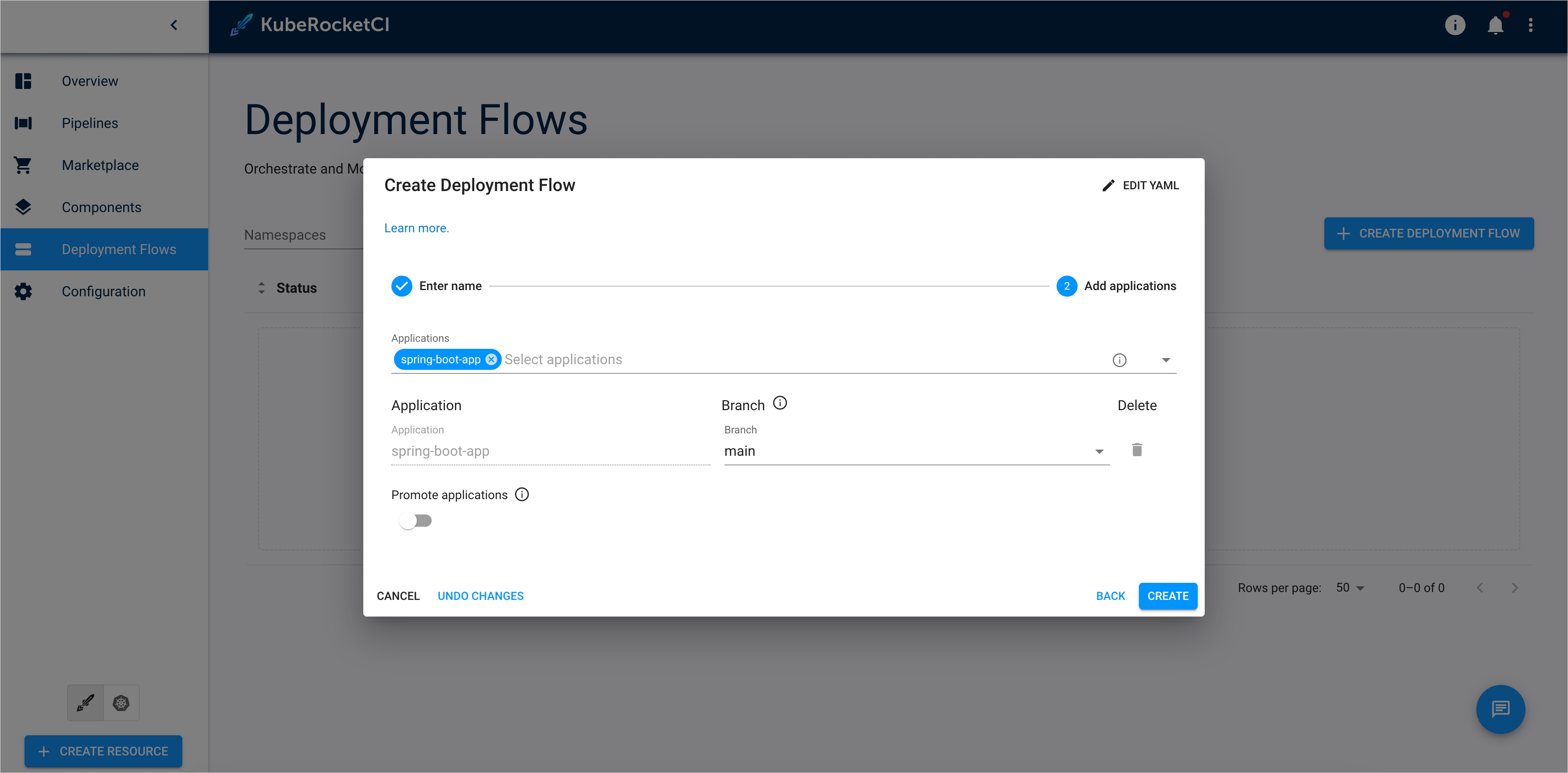 Add application to deployment