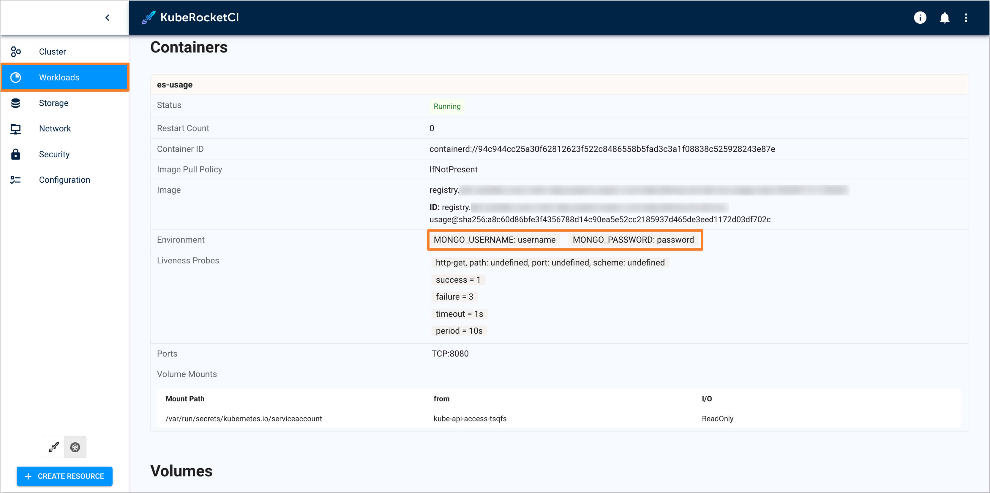 Pod information Pod information