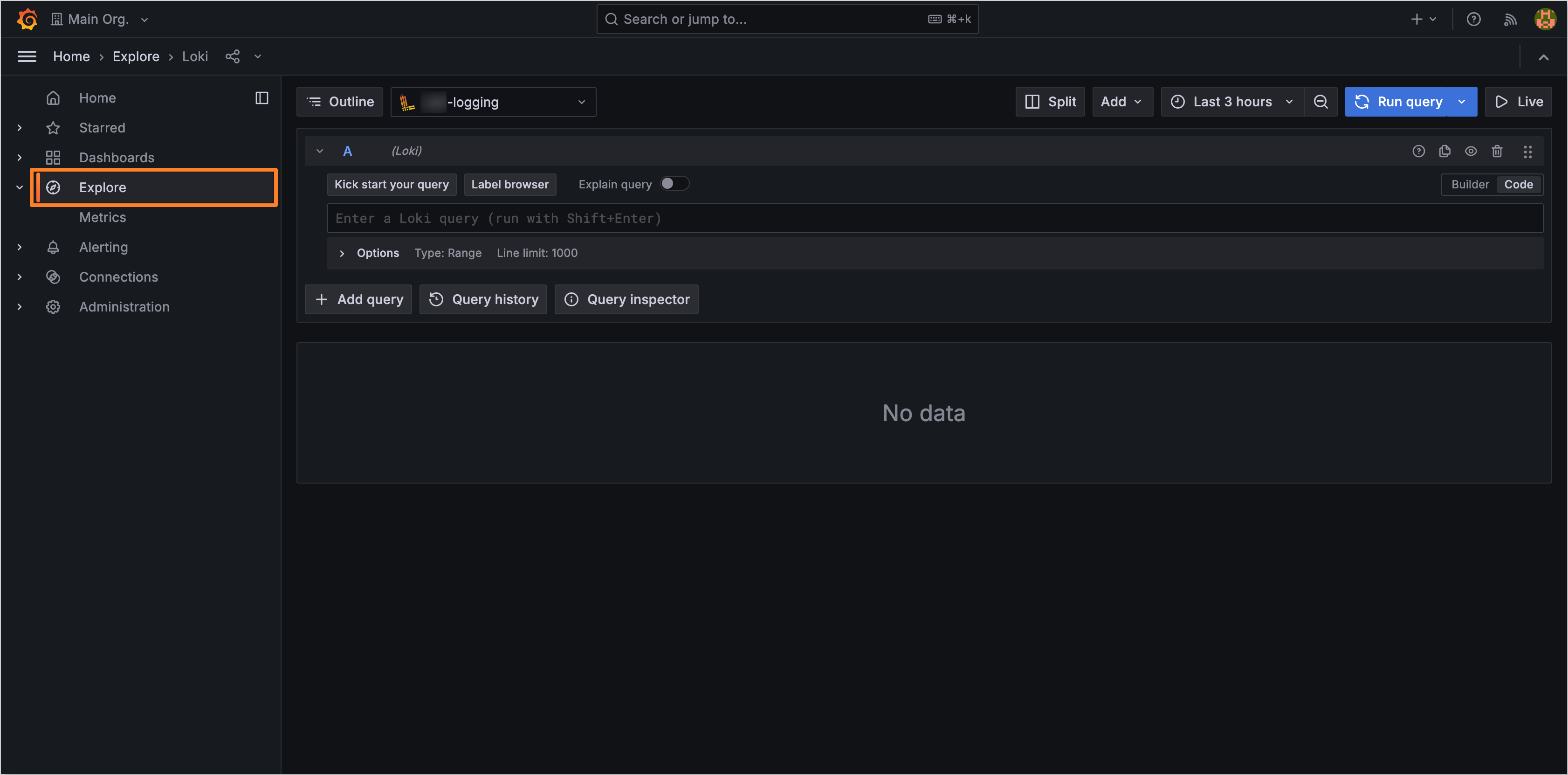 Grafana explore Grafana explore