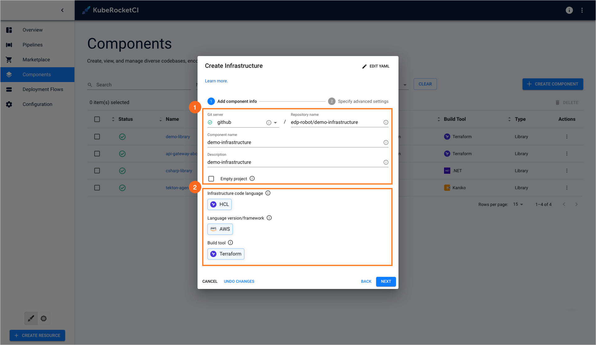 Create infrastructure Create infrastructure