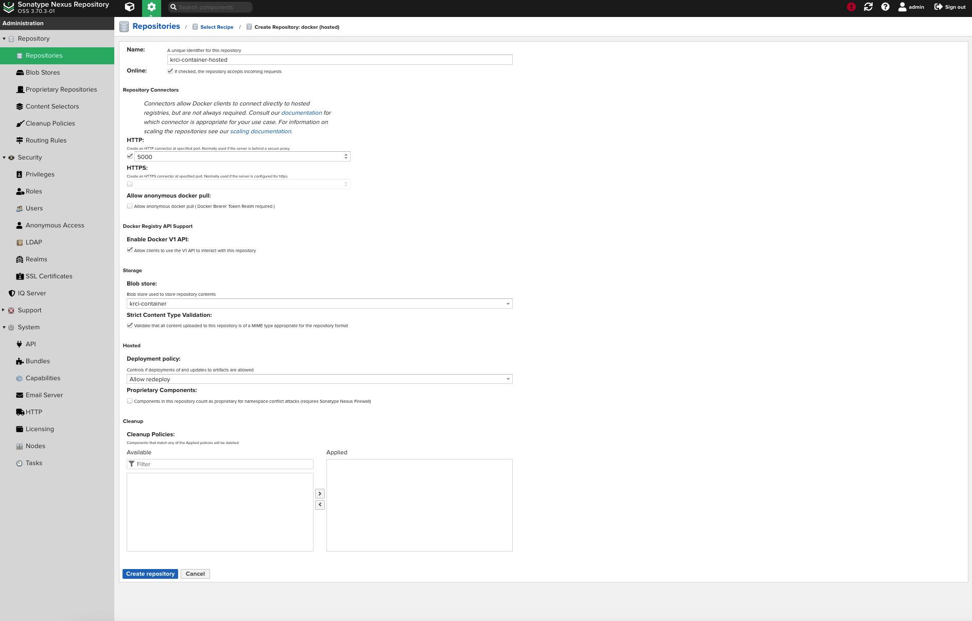 Nexus create registry Nexus create registry