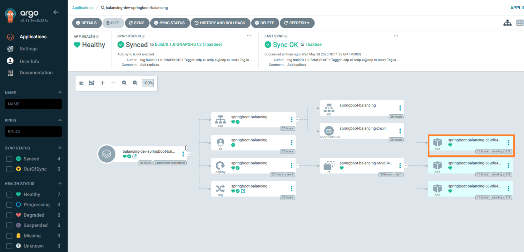 Open Argo CD Application resource