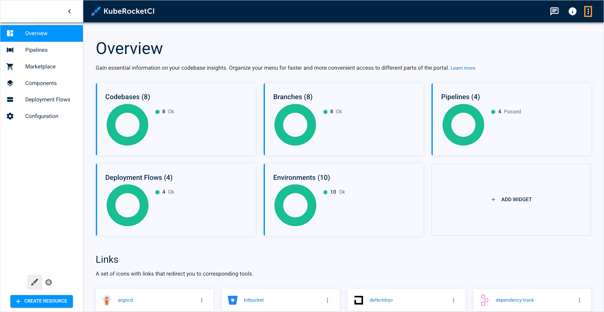 Portal settings button