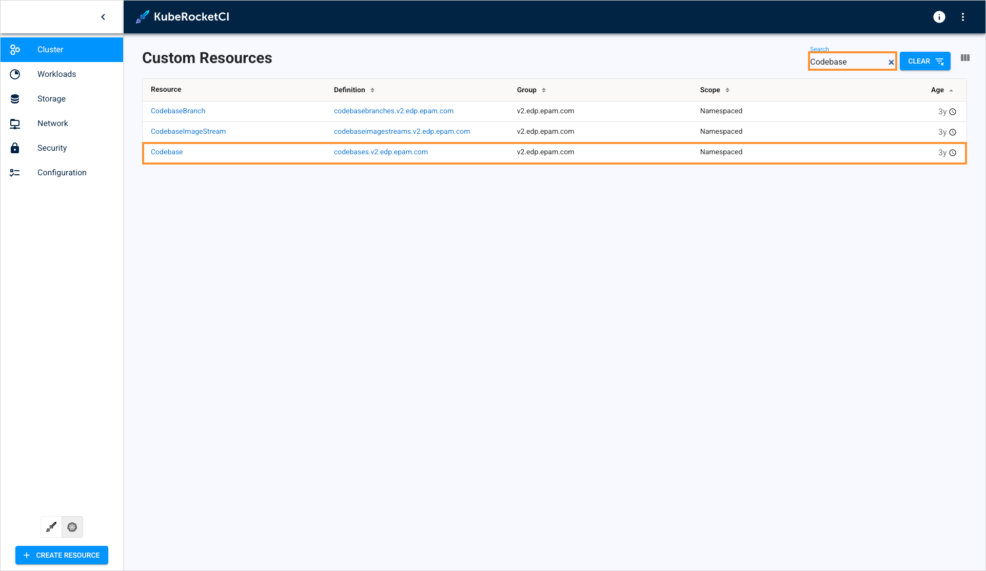 Codebase resource type