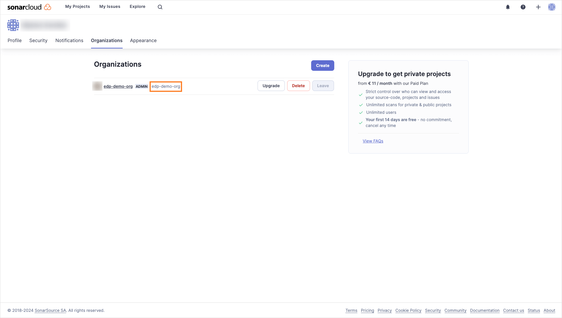 Organizations page Organizations page