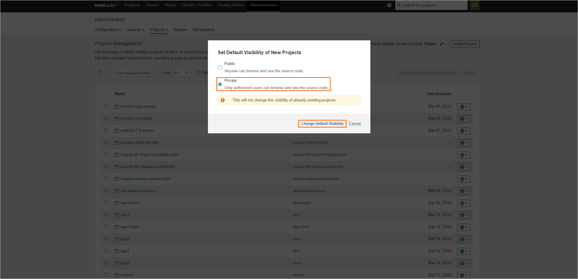 SonarQube user settings SonarQube user settings