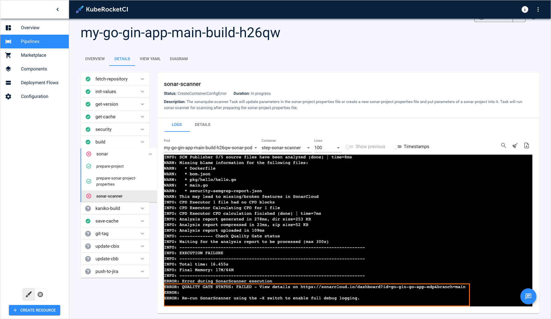 Failure details Failure details